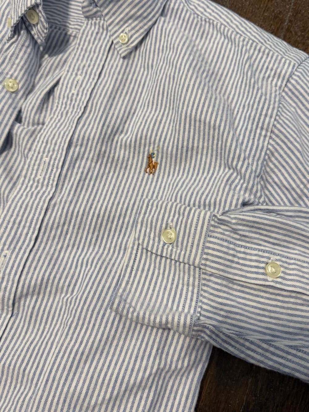 Polo by Ralph Lauren Blue and White Striped Button-Down Shirt